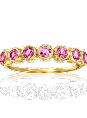 自营RS Pure by Ross-Simons 包边镶嵌粉色电气石戒指 14kt 黄金