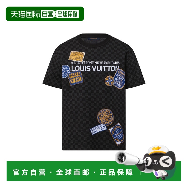 1h可退 欧洲直邮LV（2025新品）贴花格纹短袖T恤路易威登针织
