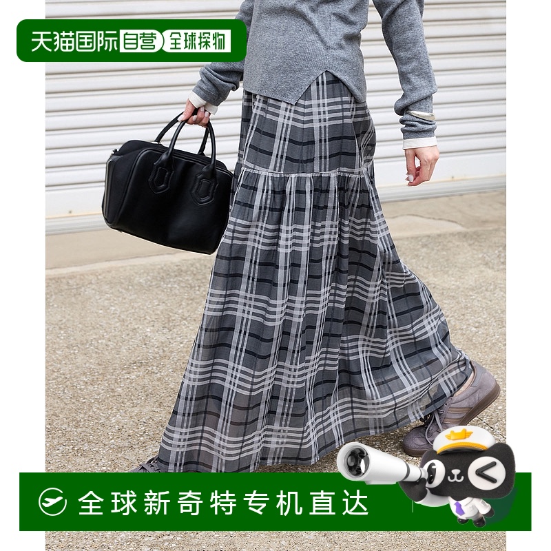 1h可退 日本直邮JOURNAL STANDARD女士秋冬丝光感格纹半身裙 2506