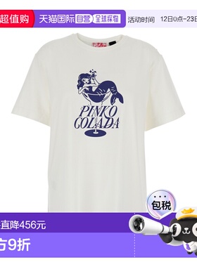 1h可退 香港直邮Pinko 品高 女士 Front 白色圆领印花棉质T恤 105