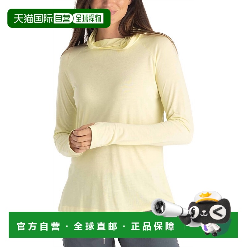 自营 free fly女式竹质轻质连帽衫Ii水洗柑橘色 美国奥莱直发长袖