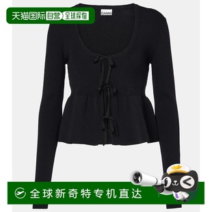 女士 1h可退 甘尼 香港直邮潮奢 荷叶边罗纹针织上衣 GANNI