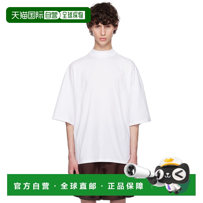 1h可退 香港直邮Jil Sander 吉尔 桑达 男士 白色企领 T 恤 J21GC
