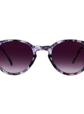 1h可退 美国直邮SuzyLevian女士紫色玳瑁圆形镜片银色装饰太阳镜