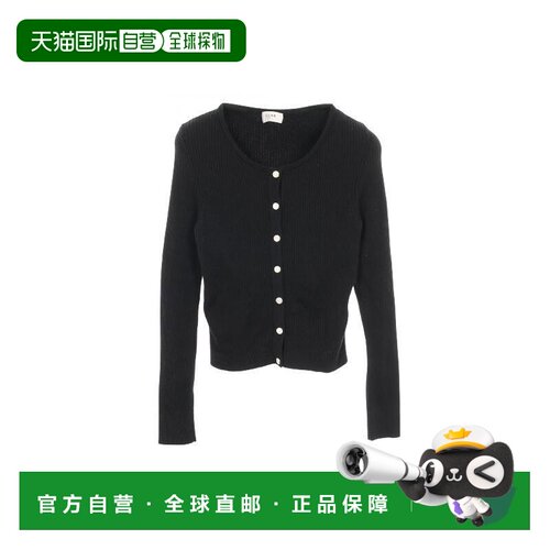 日本直邮中古二奢Celine赛琳女A级95新cardigan开衫羊毛上衣黑色