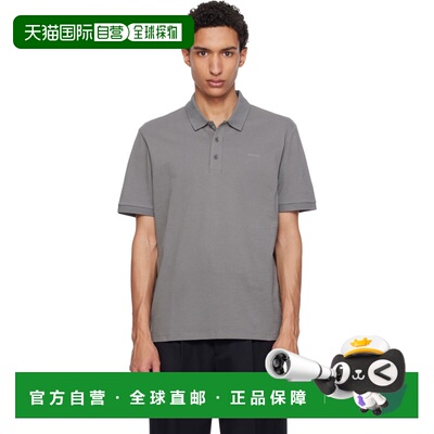 1h可退 香港直邮Hugo 雨果 男士 灰色 Cotton Pique Logo Polo 衫