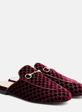 潮奢 Gucci 古驰 女士 Princetown 马衔扣天鹅绒凉拖