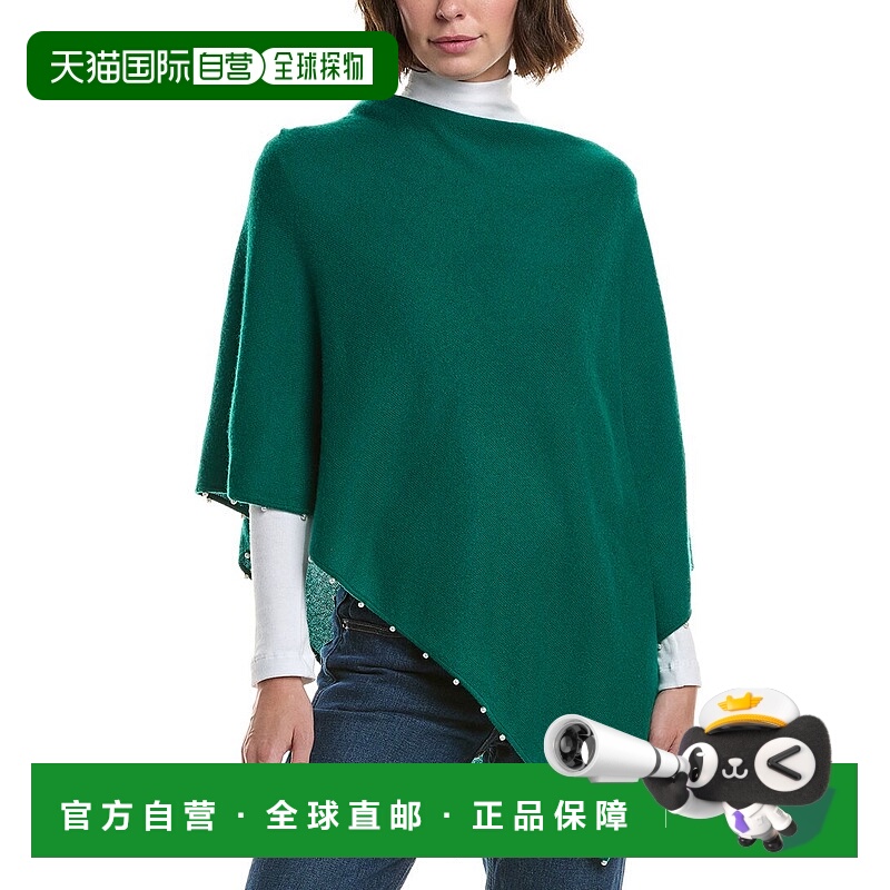 自营sofiacashmere Knit Wool & Cashmere-Blend Poncho - green