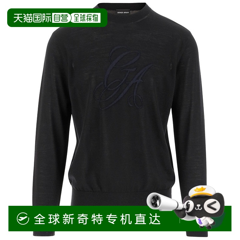 自营giorgio armaniWool Sweater With Logo - black 【美国奥莱