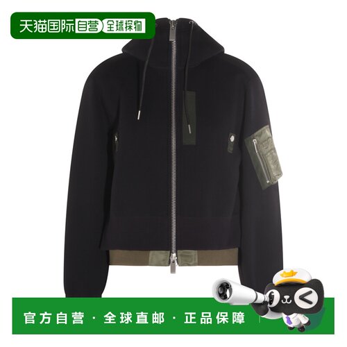 1h可退 香港直邮Sacai 女士 斜紋連帽衫 SCW344 black黑色 舒适时