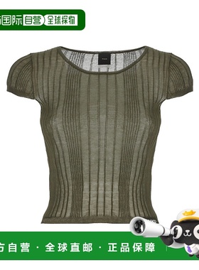 香港直邮PINKO 女士T恤 104773A1NDX18 SS2025 军绿色 圆领T恤