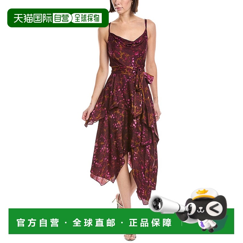 自营Marchesa Notte Sleeveless Handkerchief Midi Dress - blac