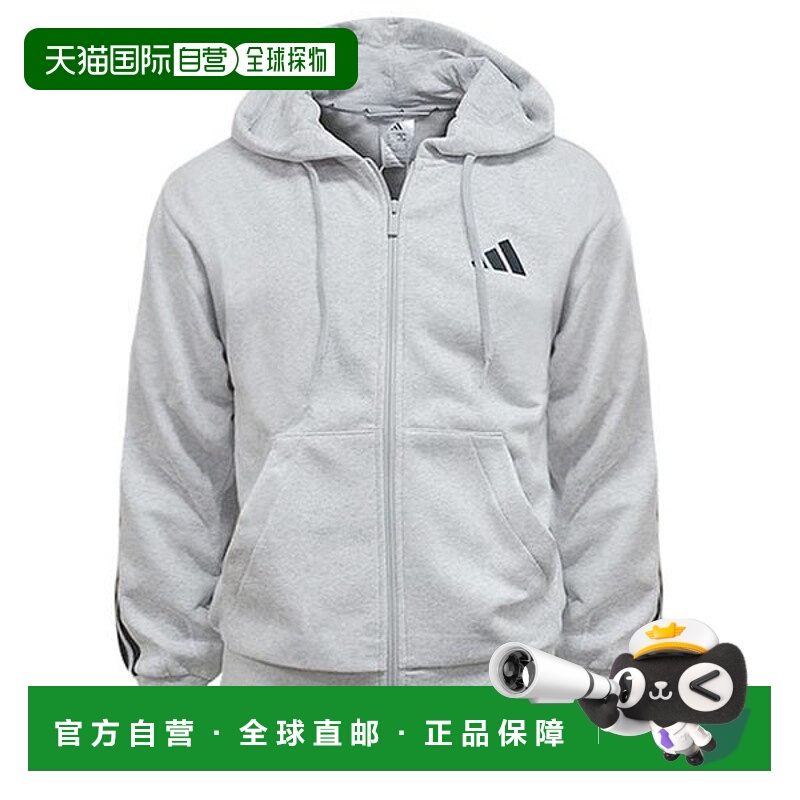 韩国直邮adidas Essential 3-Wire 全拉链抓绒连帽外套 JD1863
