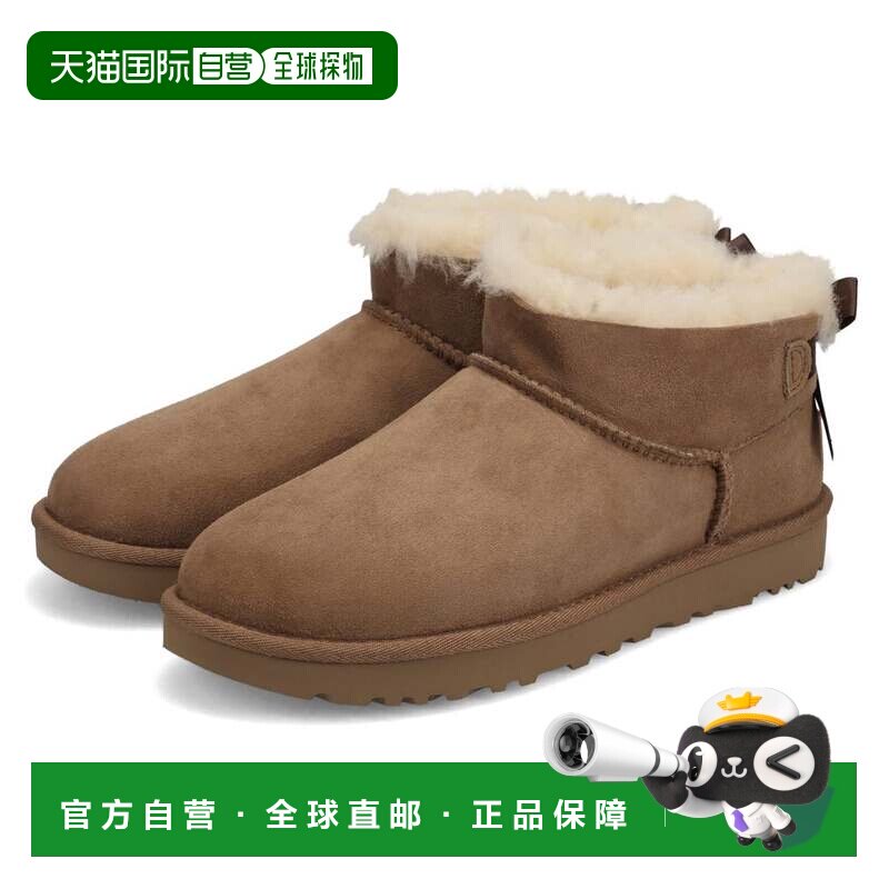 日本直邮UGG 女士 羊皮靴 短靴 ULTRA MINI BAILEY BOW 真皮 黑色