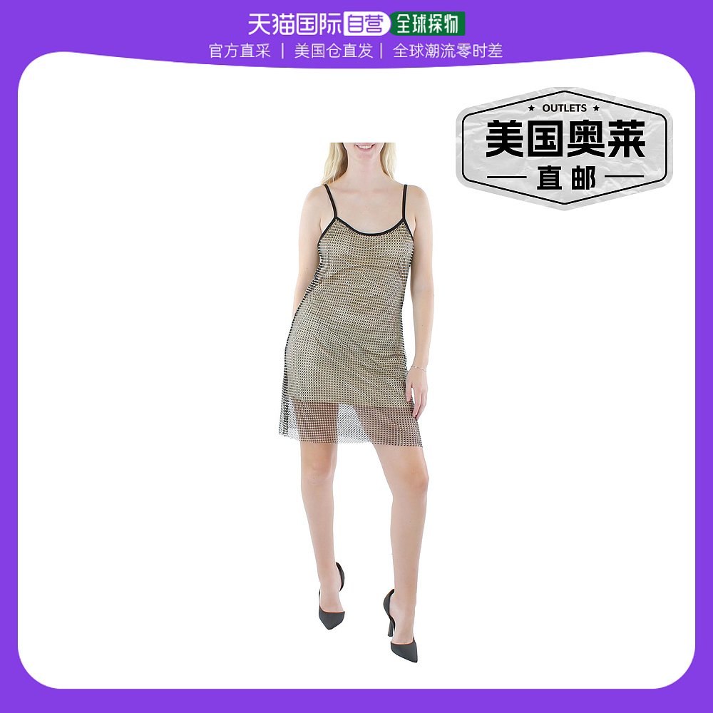 betsey johnsonWomens Mesh Embellished Slip Dress - black/nud 女装/女士精品 连衣裙 原图主图