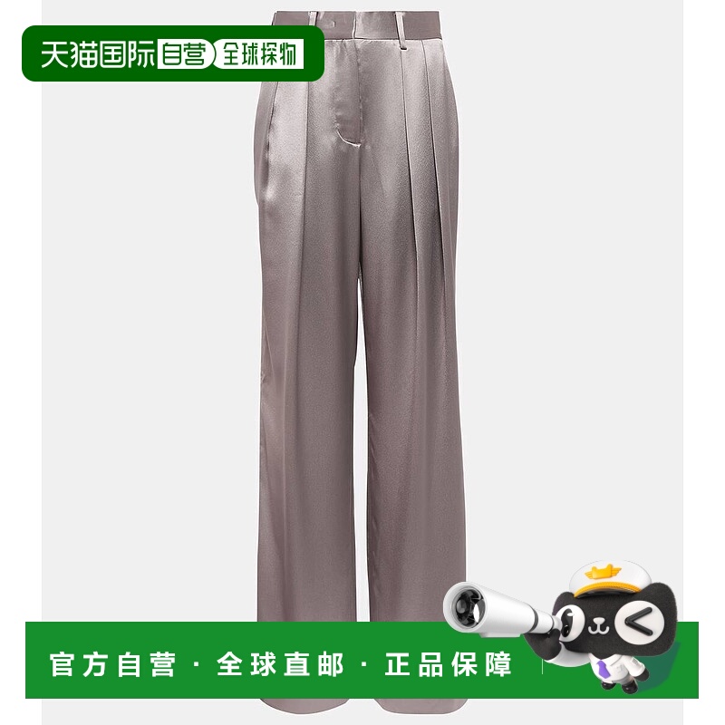 1h可退 香港直邮Staud 女士 Luisa 褶裥高腰缎面长裤 001405