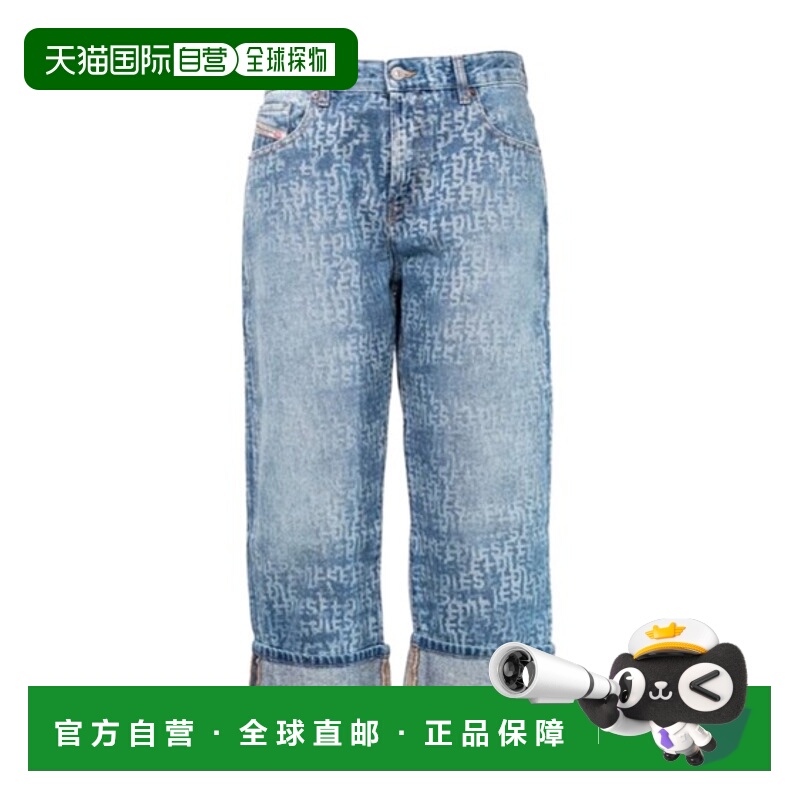 香港直邮DIESEL 女士牛仔裤 A03622007F501 AW2023 蓝色 腰带环牛