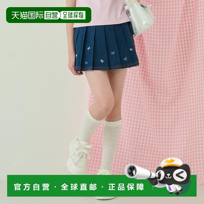 日本直邮NARUMIYA mezzo piano junior 女款 丝带刺绣裹身百褶短