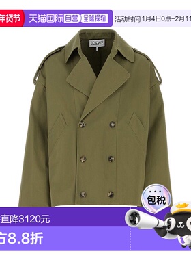 1h可退 香港直邮LOEWE 罗意威 男士 绿色棉质风衣 H526Y02X12PICK