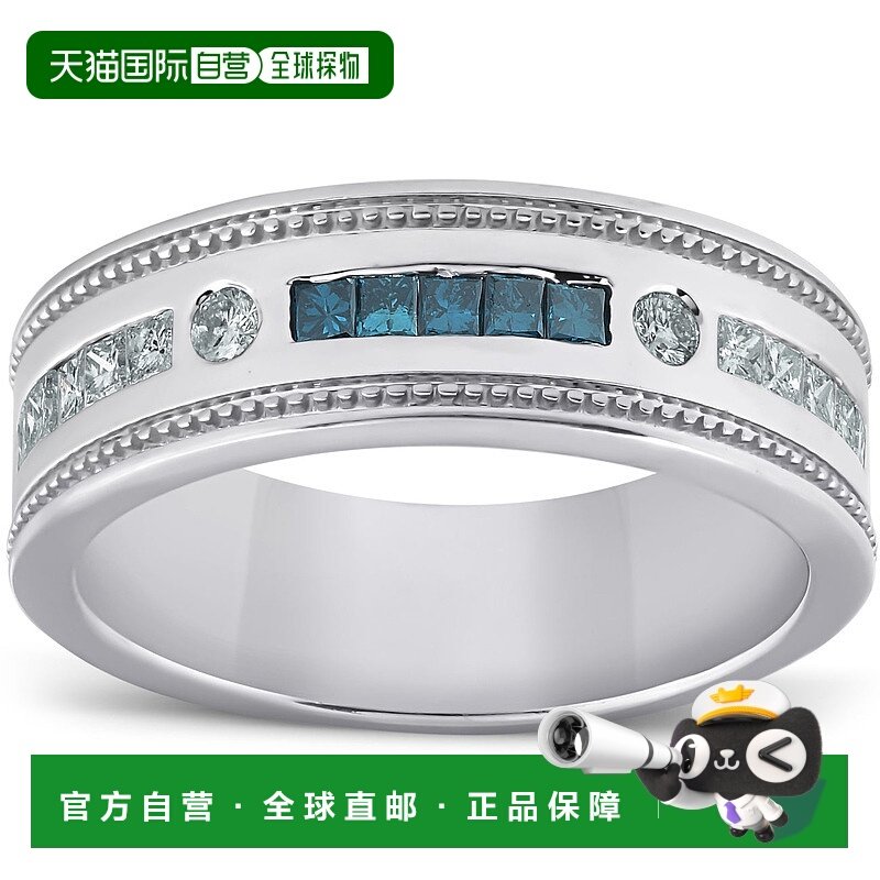 自营 pompeii3pompeii 31/2 克拉男士蓝色钻石公主方形切割结婚戒