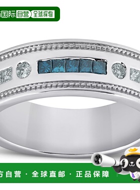 自营 pompeii3pompeii 31/2 克拉男士蓝色钻石公主方形切割结婚戒