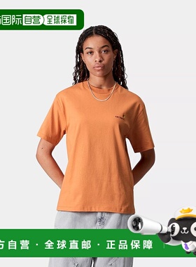自营欧洲直邮Carhartt Wip 女士橙色棉短袖T恤女款针织宽松刺绣