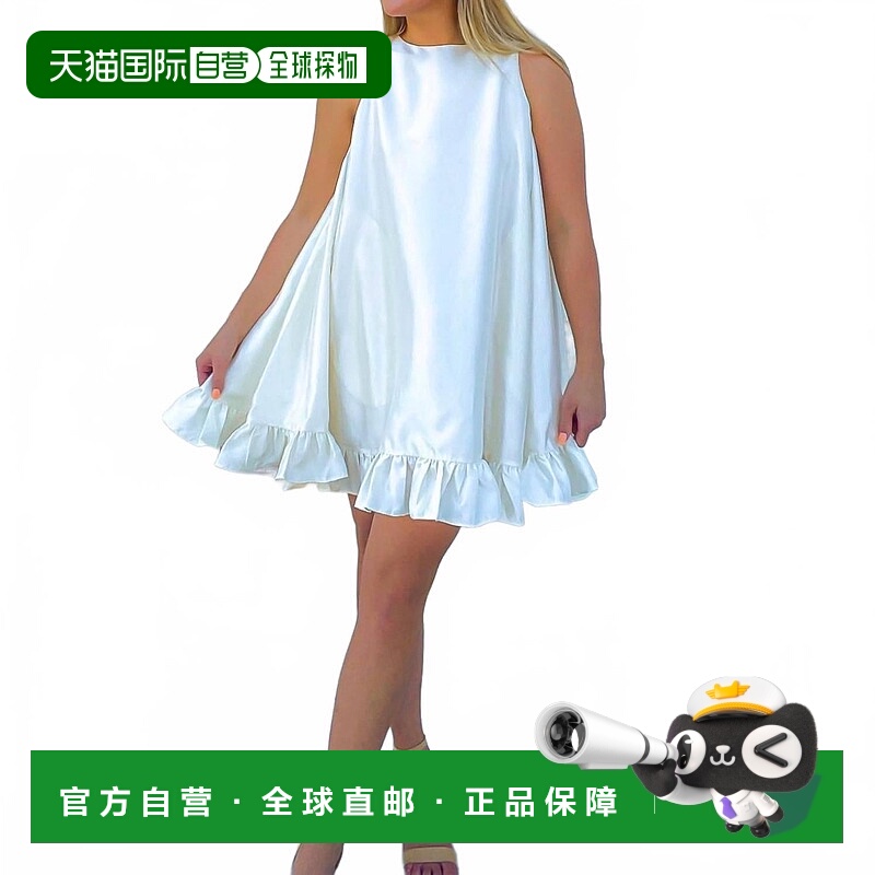 自营mable珍珠色无袖塔夫绸纽扣迷你连衣裙 美国奥莱直发