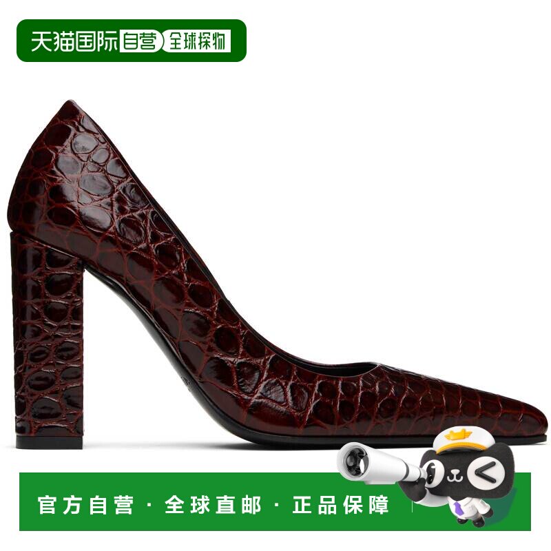 1h可退 香港直邮Alaia 女士 酒红色 Croc Embossed Calf 90 高跟
