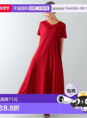 日本直邮JUNOAH A线宽松半袖长裙连衣裙 JU5602EW01922