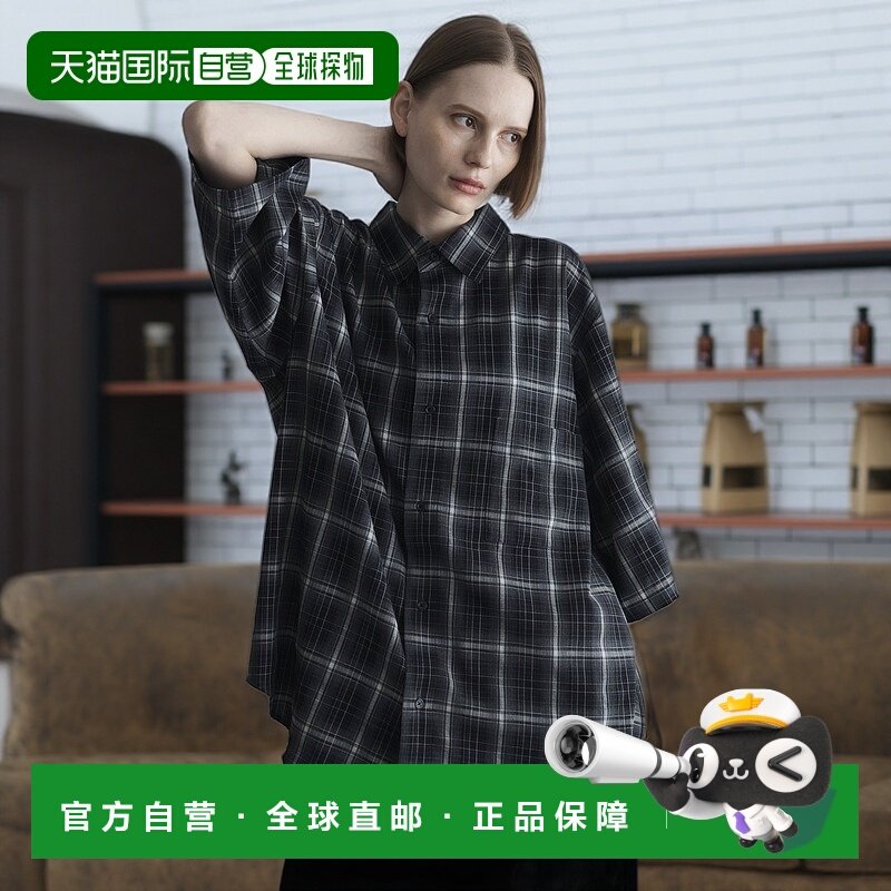 1h可退 日本直邮remer 男女同款休闲格纹半袖衬衫 RR00000049短袖