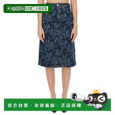 香港直邮GANNI 女士半身裙 J1464566 蓝色 LAZER 牛仔中长裙