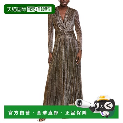 自营Anne Klein Lurex Plisse Twist Front Maxi Dress - metalli