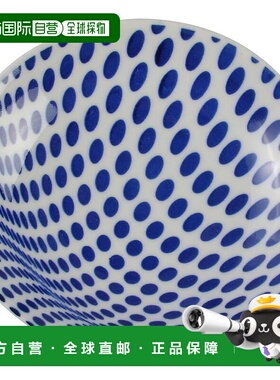 【日本直邮】波佐見焼 几何 椭圆形圆点花纹小盘 蓝色 13397