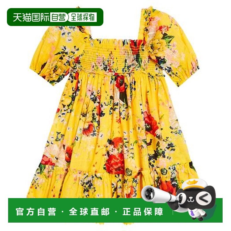 1h可退 香港直邮潮奢 ZIMMERMANN 女童 Alight 花朵棉质薄纱连衣