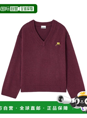 1h可退 香港直邮Ganni 羊毛混纺V领套头毛衣 K2590