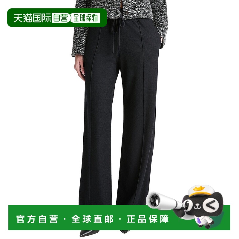 自营Vince中腰拉绳羊毛混纺拉裤-黑色 美国奥莱直发