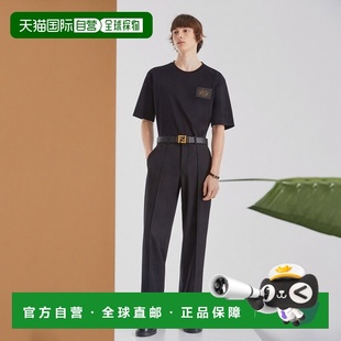 欧洲直邮FENDI T恤男装 芬迪 黑色棉短袖 男士 自营1h可退