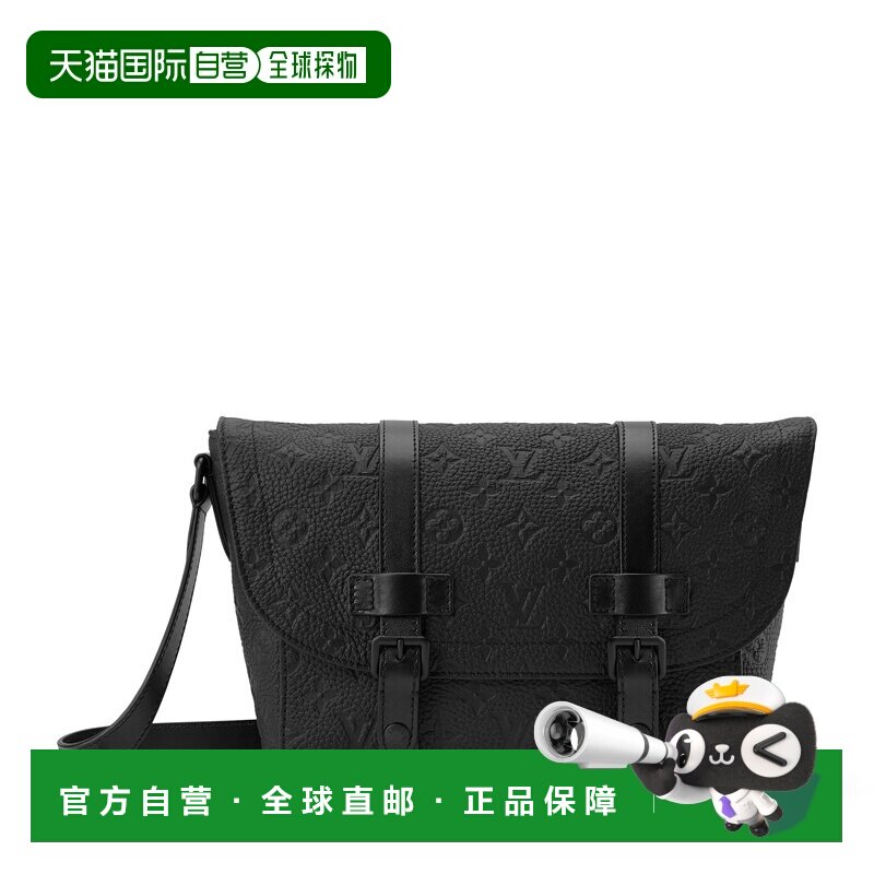 自营欧洲直邮LV路易威登 Christopher男士黑色牛皮革邮差包斜挎包