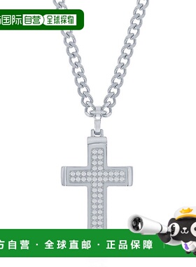 自营blackjack不锈钢抛光 CZ 十字架项链 美国奥莱直发