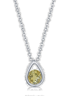 自营 simona纯银梨形项链配圆形“十一月诞生石”宝石 - 黄水晶 -