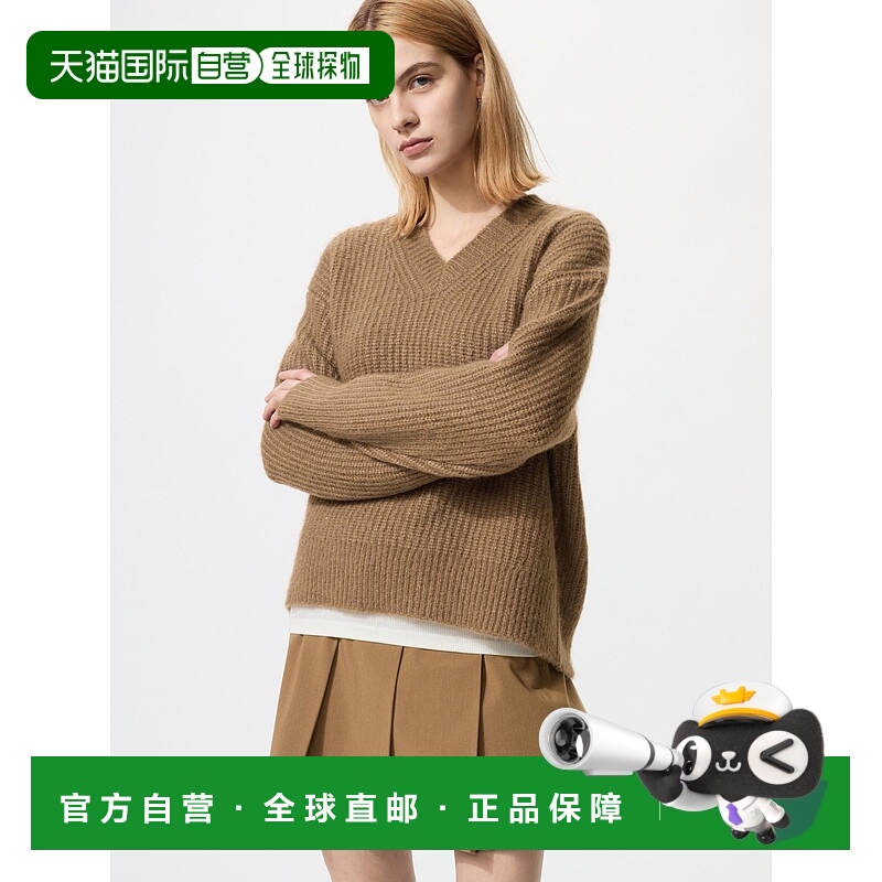 日潮跑腿UNIQLO优衣库 蓬松V领毛衣 479231羊毛