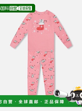 自营deux par deuxOrganic Cotton Two-Piece Pajamas Pink Cat P