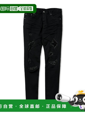 1h可退 日本直邮TORNADO MART 男士硬质重做黑色紧身牛仔裤 20020