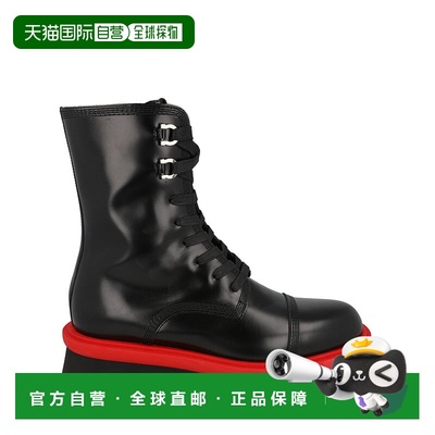 自营salvatore ferragamoKira Leather Combat Boots - black 美