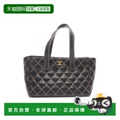 日本直邮中古Chanel香奈儿女包A级95新wild stitch牛皮托特包黑色