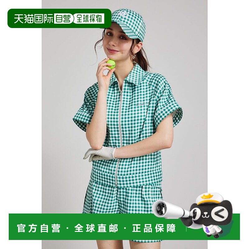 日本直邮Rienda 格纹拉链夹克 NVY RI3465EW25705 海军蓝夹克