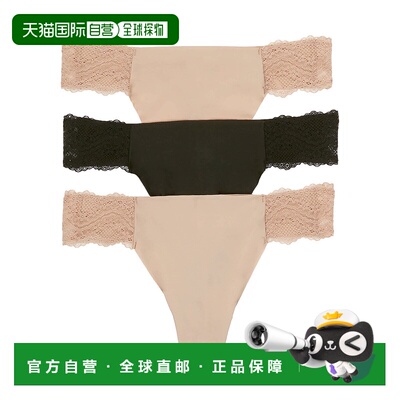 自营b tempt'db.华歌尔女式b.bare丁字裤3件套-黑色/裸色 美国奥