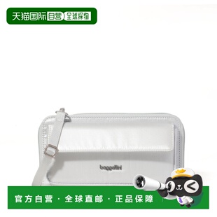 自营baggallini RFID Phone Wallet Crossbody Bag - silver meta