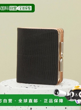 【日本直邮】TOPKAPI意大利皮革，蜥蜴压纹，双折钱包（黑色）钱