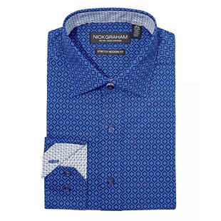 现代合身波浪图案衬衫 男士 Graham 美国直邮Nick